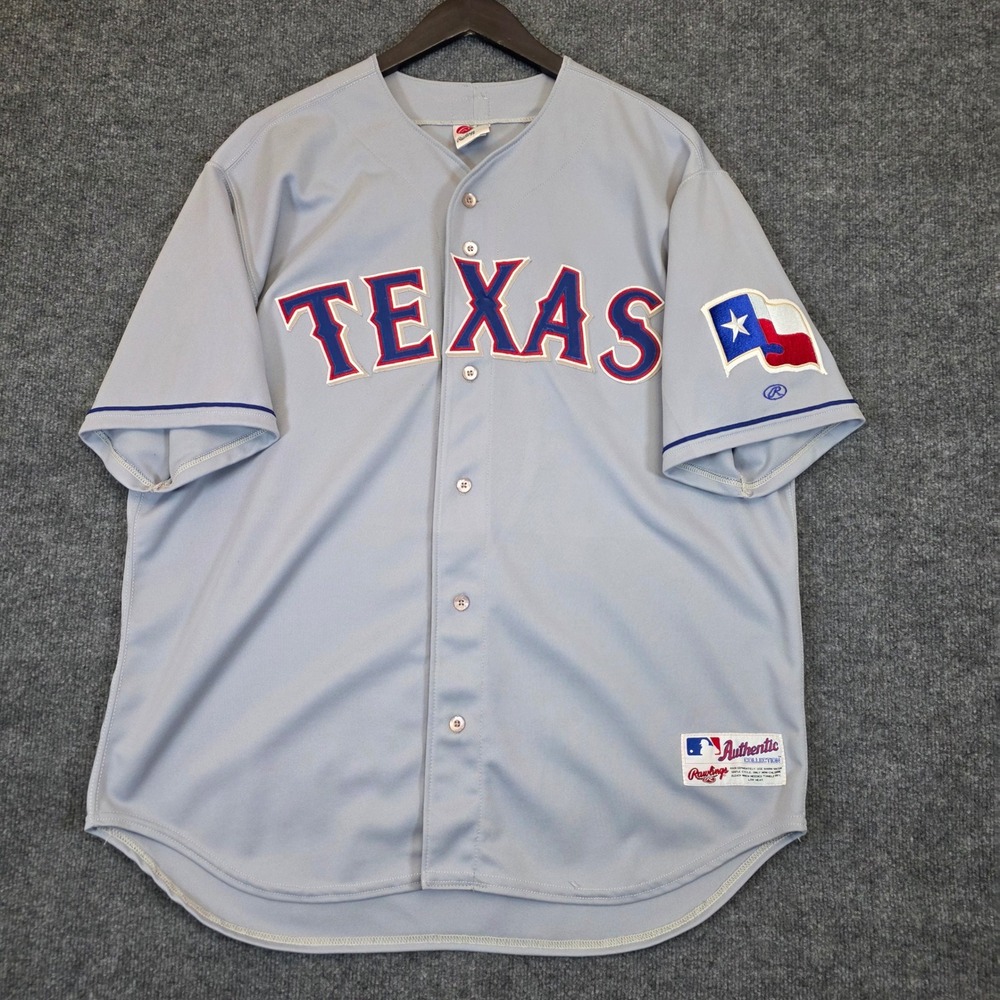 Authentic Rawlings Texas Rangers Baseball Jersey Mens XL Gray MLB Vintage